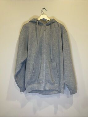next Men's Light Gray Full-Zip Hooded Sweatshirt